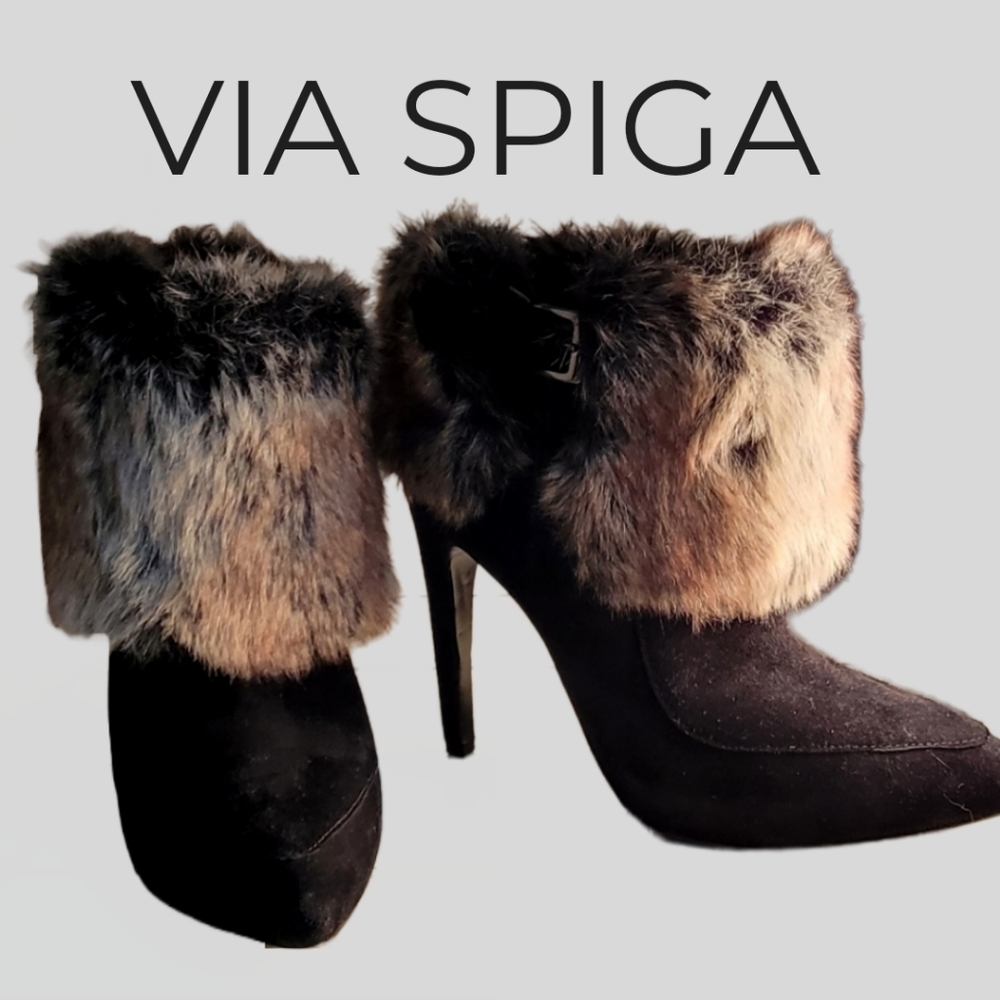 Via Spiga, Shoes,booties, black with fur, size 7M